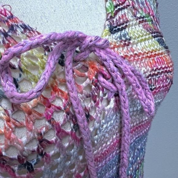 Laseine Open Knit Long Sleeve Cover-Up Top Colorful Vacation Resort Wear Beach - Picture 3 of 10